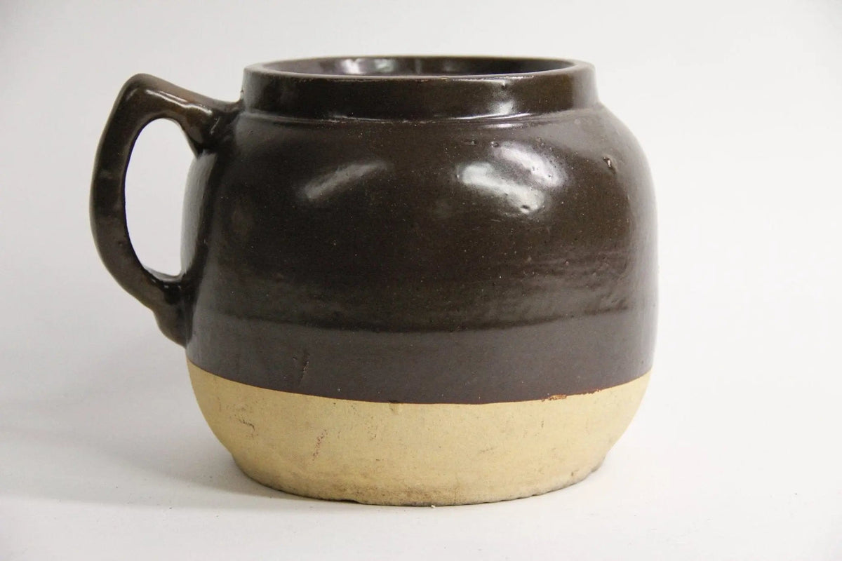 Antique Stoneware Pot | Drip Glaze Pottery W/ Handle - Debra Hall Lifestyle