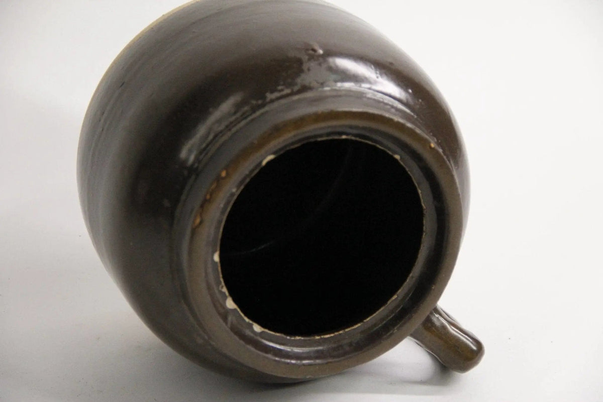 Antique Stoneware Pot | Drip Glaze Pottery W/ Handle - Debra Hall Lifestyle