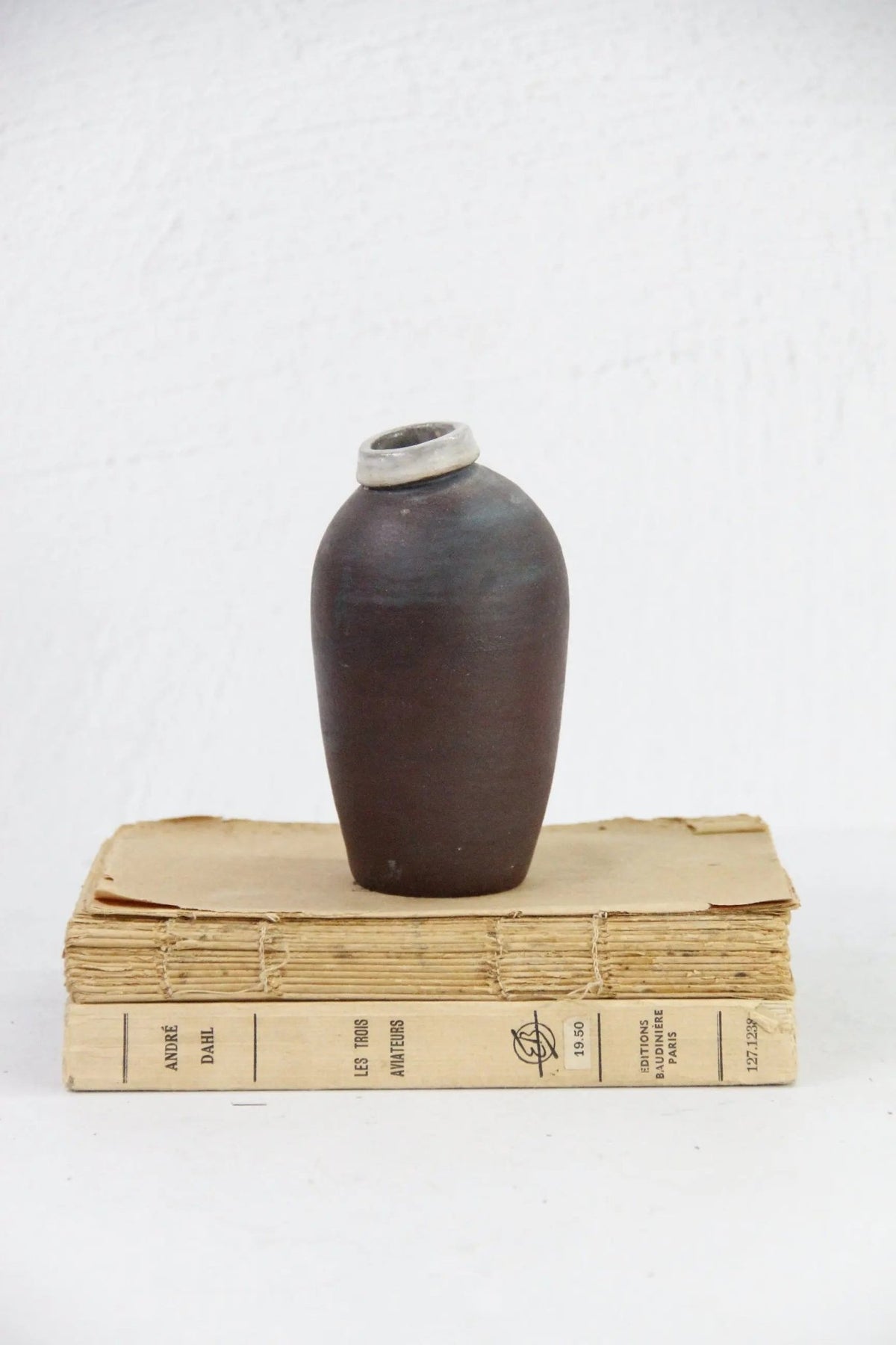 Antique Stoneware Vase | French Rustic Handmade Jar - Debra Hall Lifestyle