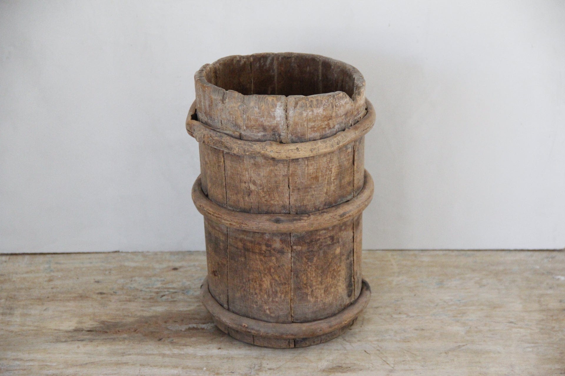 Antique Tibetan Yak Wood Butter Churn | Hand Made Bucket Vessels