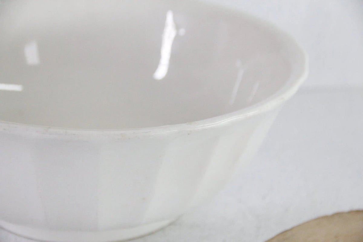 Antique White Ironstone Bowl Scalloped | Mixing Stamped KT&K - Debra Hall Lifestyle