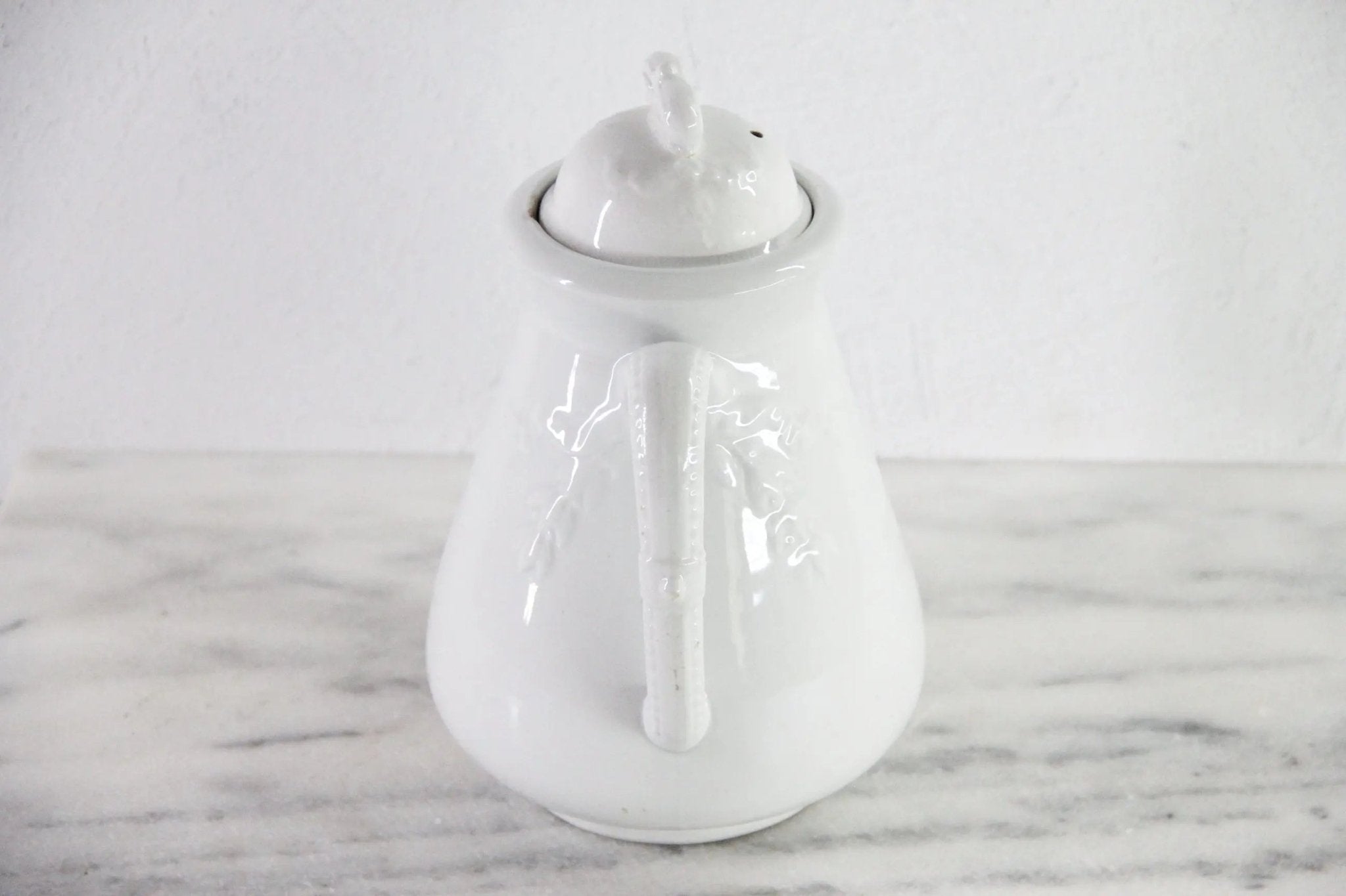 Antique White Ironstone Coffee Pot | J&G Meakin Stamped - Debra Hall Lifestyle