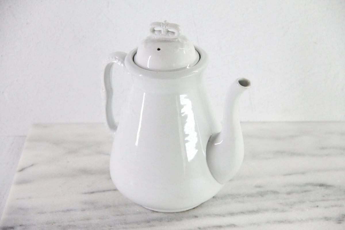 Antique White Ironstone Coffee Pot | J&G Meakin Stamped - Debra Hall Lifestyle