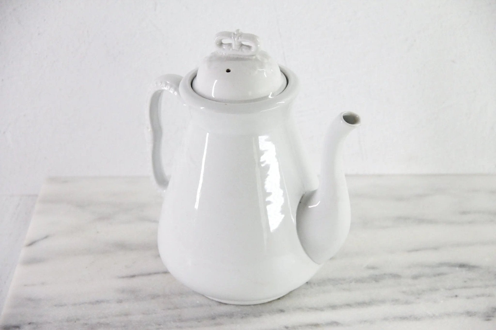Antique White Ironstone Coffee Pot | J&G Meakin Stamped - Debra Hall Lifestyle