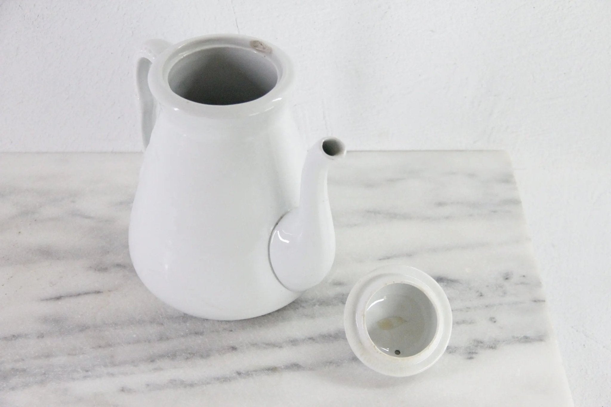 Antique White Ironstone Coffee Pot | J&G Meakin Stamped - Debra Hall Lifestyle