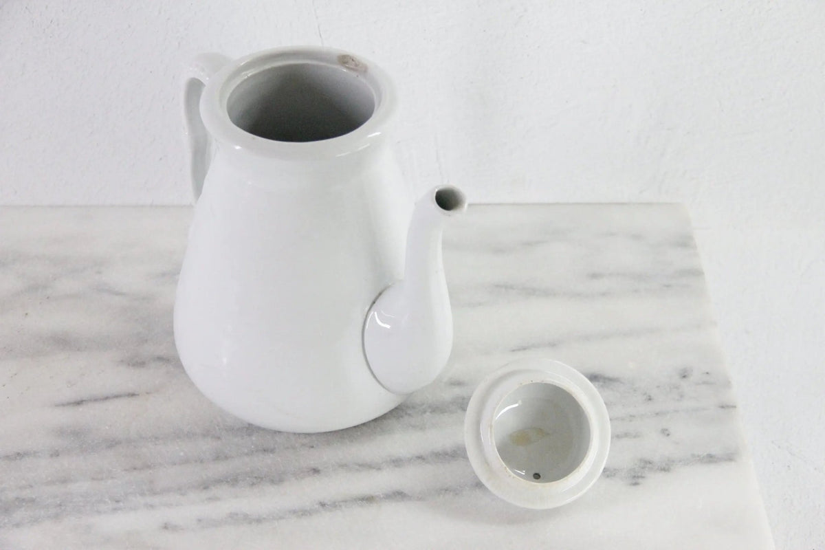 Antique White Ironstone Coffee Pot | J&G Meakin Stamped - Debra Hall Lifestyle