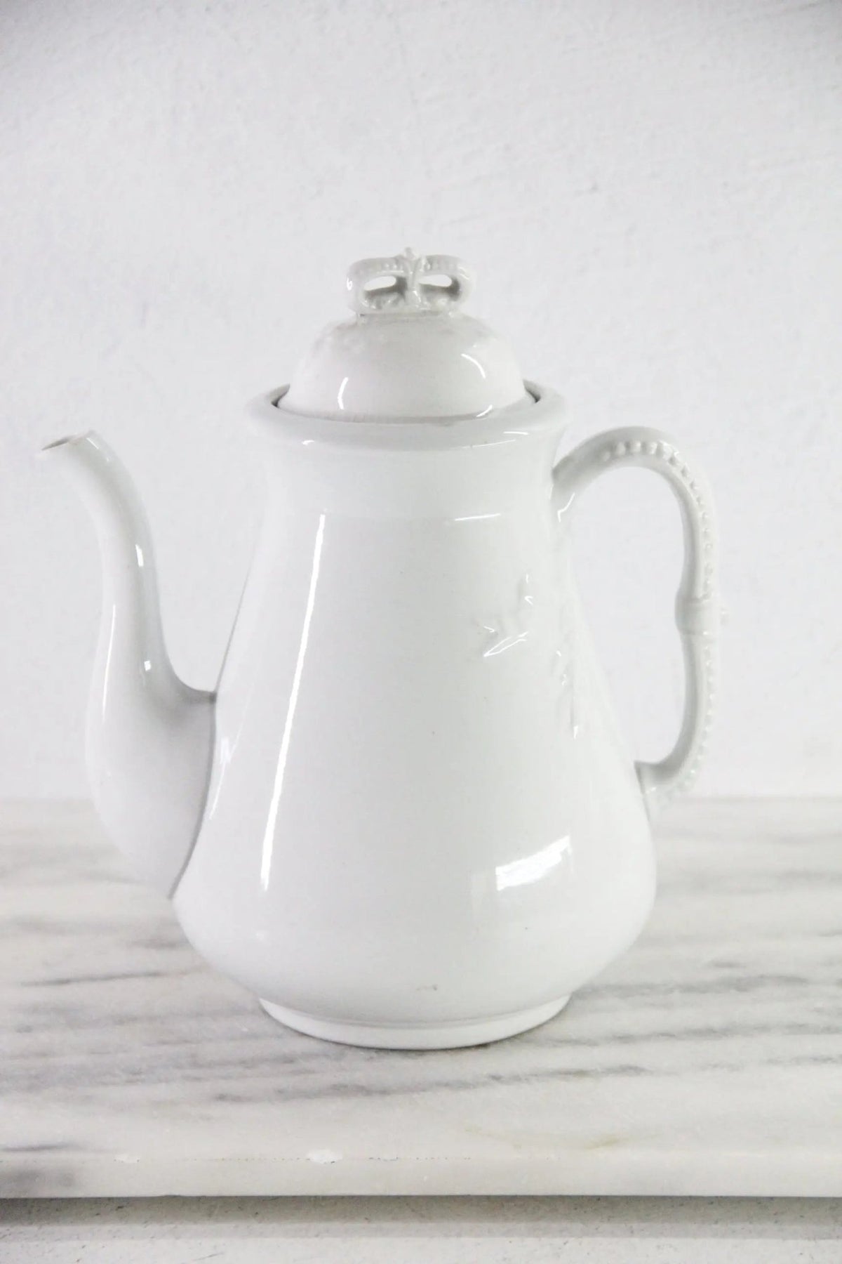 Antique White Ironstone Coffee Pot | J&G Meakin Stamped - Debra Hall Lifestyle