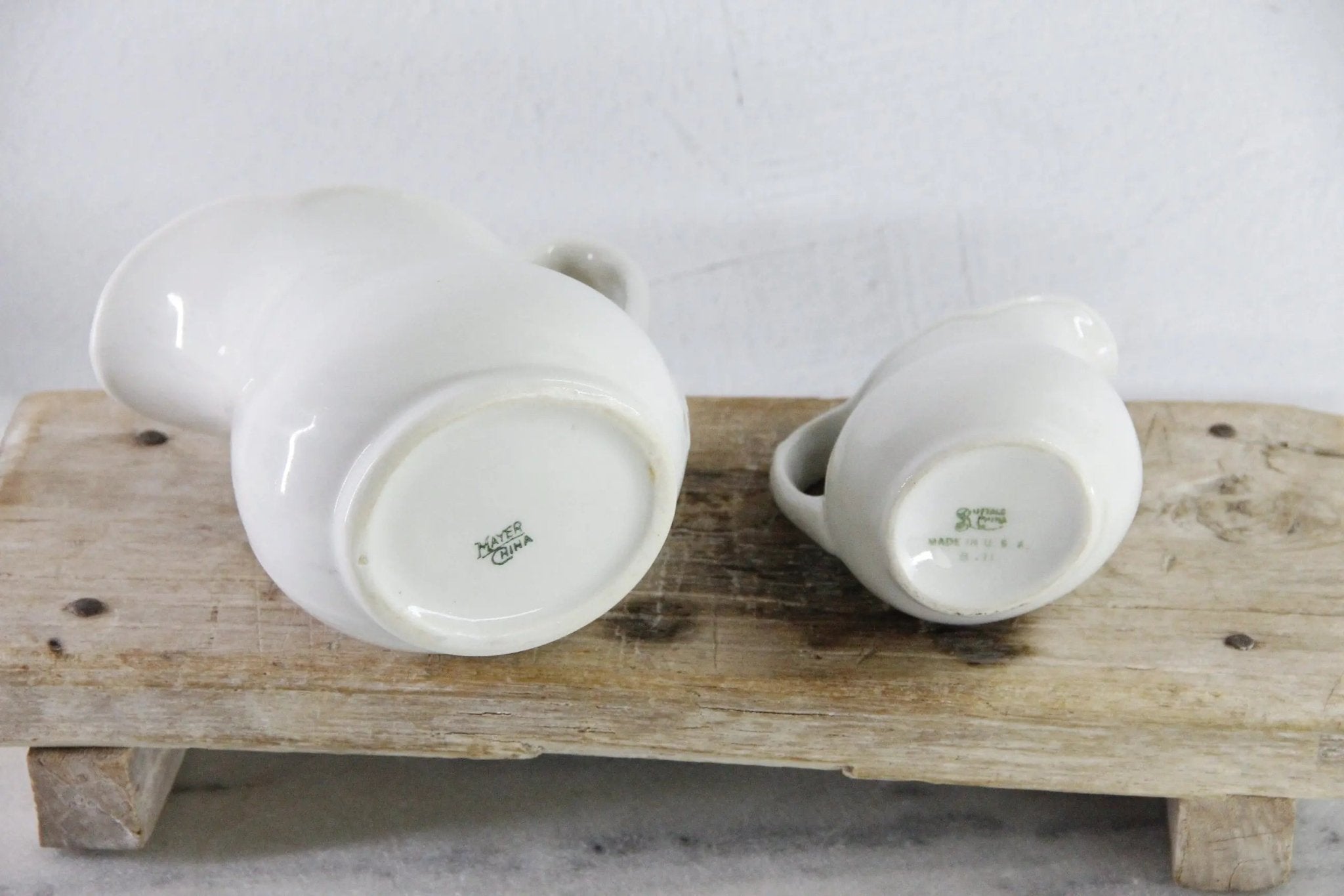 Antique White Ironstone Pitcher | Assorted Heavy Milk Jug - Debra Hall Lifestyle