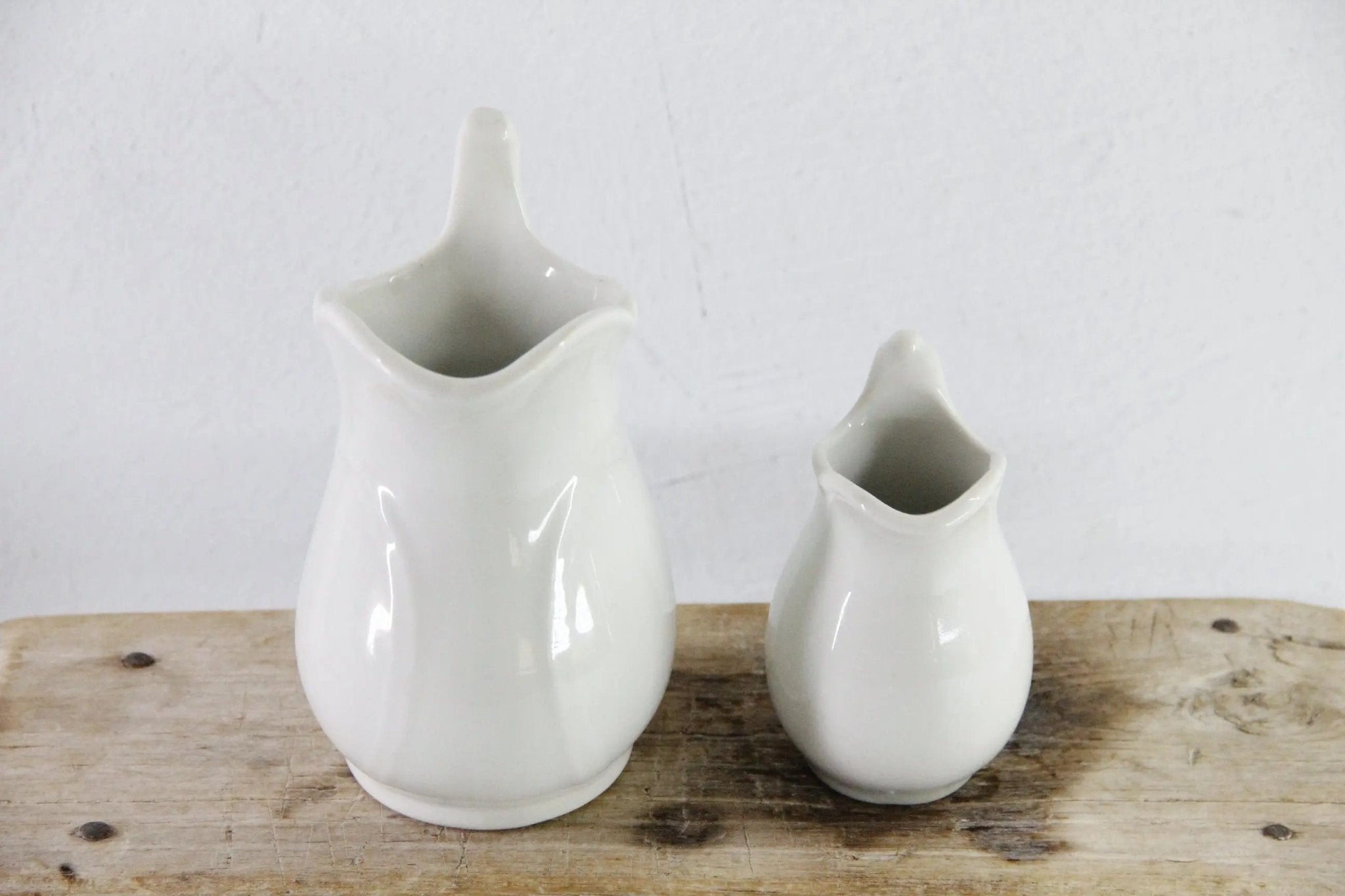Antique White Ironstone Pitcher | Assorted Heavy Milk Jug - Debra Hall Lifestyle