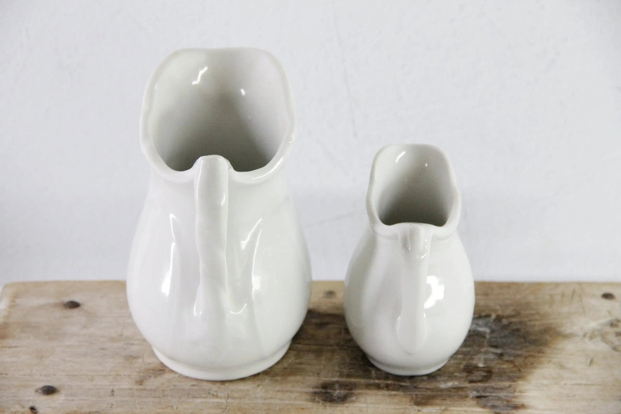 Antique White Ironstone Pitcher | Assorted Heavy Milk Jug - Debra Hall Lifestyle