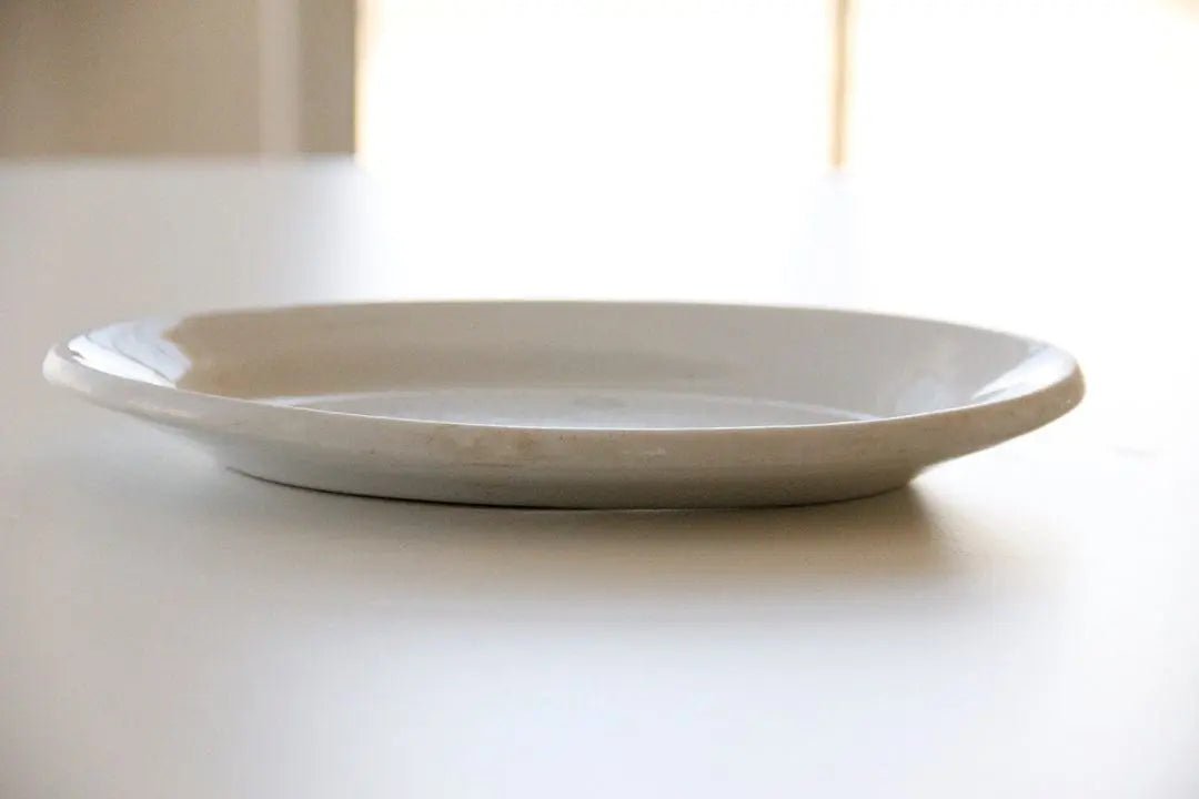 Antique White Ironstone Platter | 1850s Pankhurst Stamp - Debra Hall Lifestyle