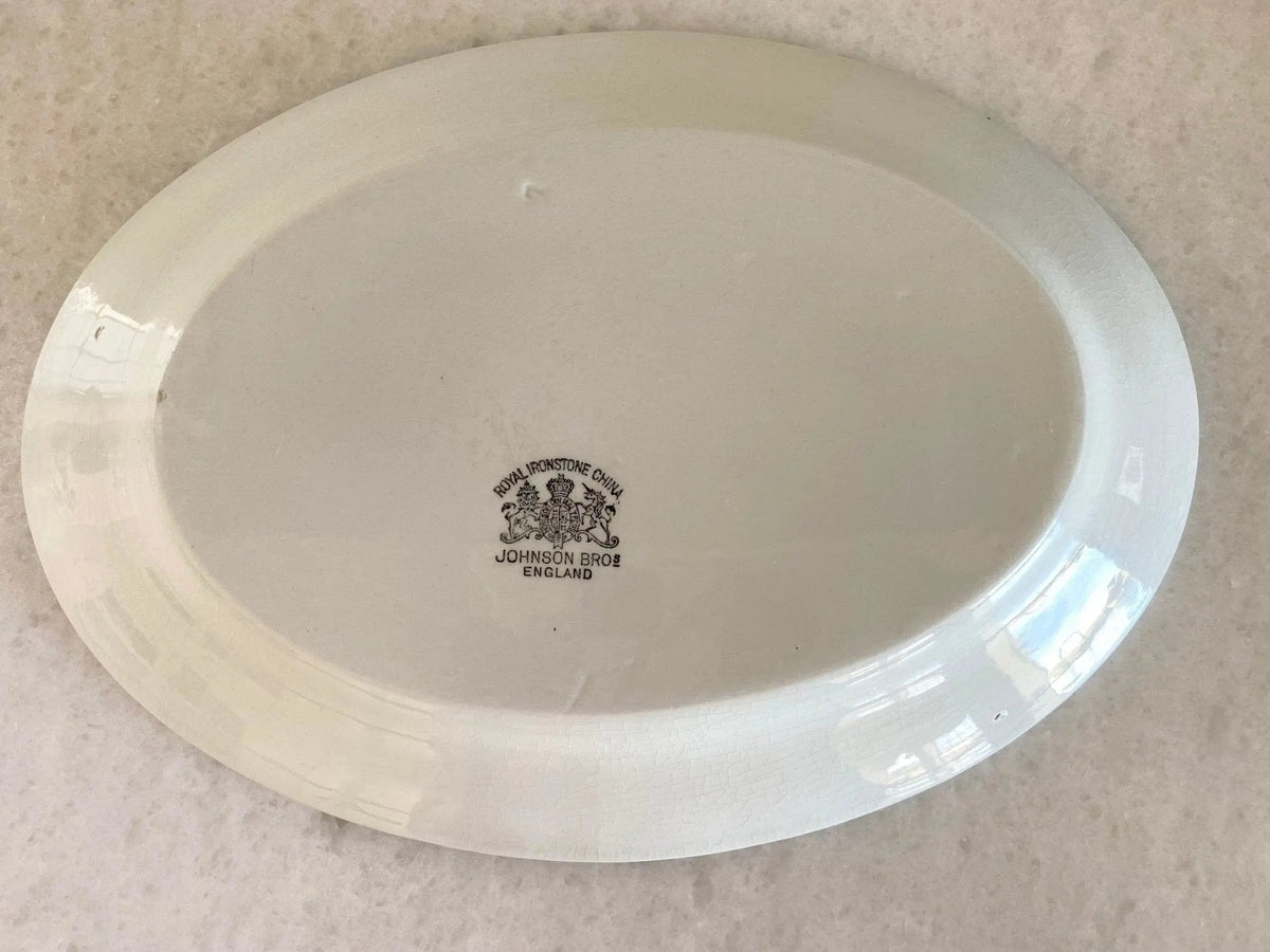 Antique White Ironstone Platter | Johnson Brothers England Stamped - Debra Hall Lifestyle