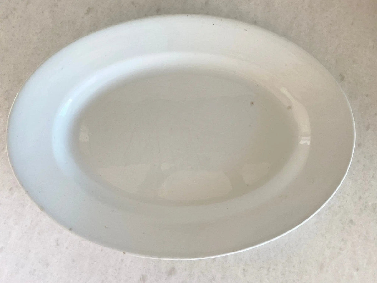 Antique White Ironstone Platter | Stamped J&G Meakin 1890s - Debra Hall Lifestyle