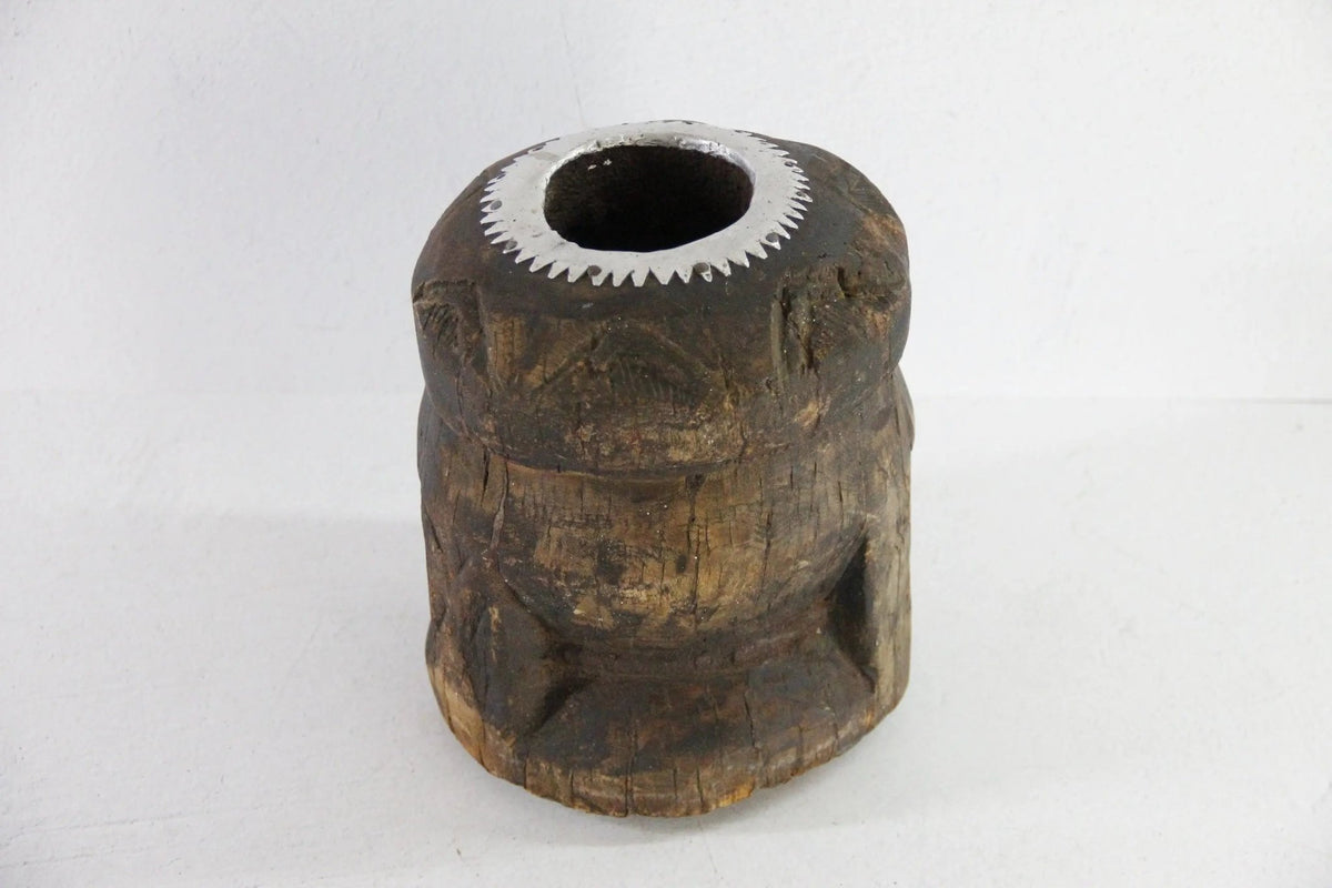 Antique Wood Mortar | Bedouin African Coffee Spice Grinder - Debra Hall Lifestyle