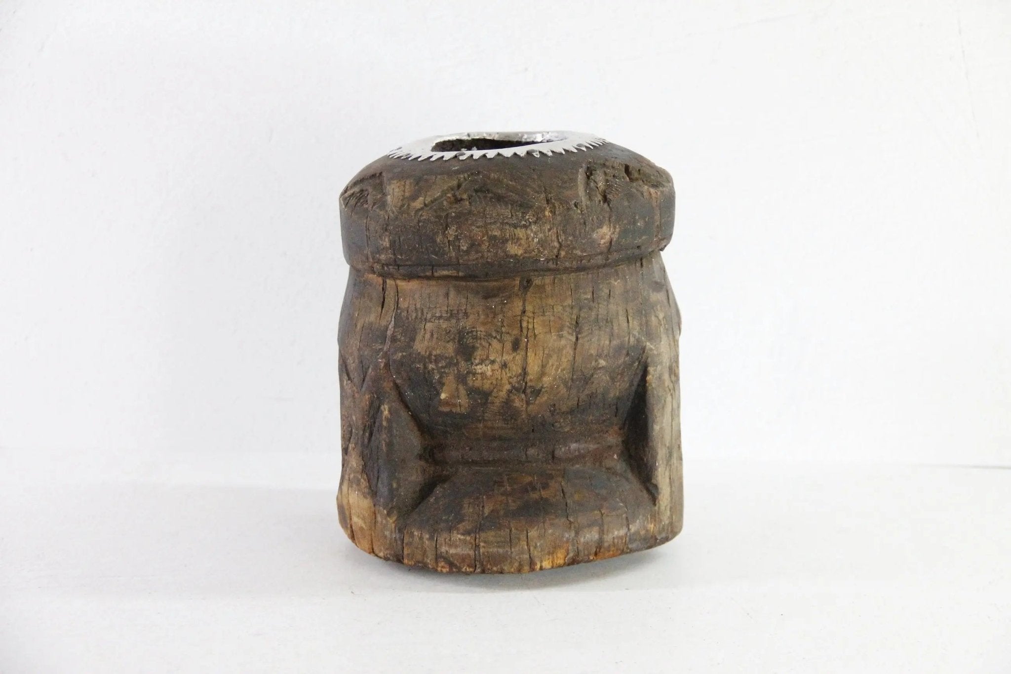 Antique Wood Mortar | Bedouin African Coffee Spice Grinder - Debra Hall Lifestyle