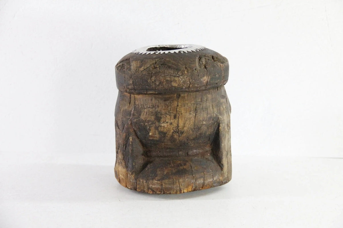 Antique Wood Mortar | Bedouin African Coffee Spice Grinder - Debra Hall Lifestyle