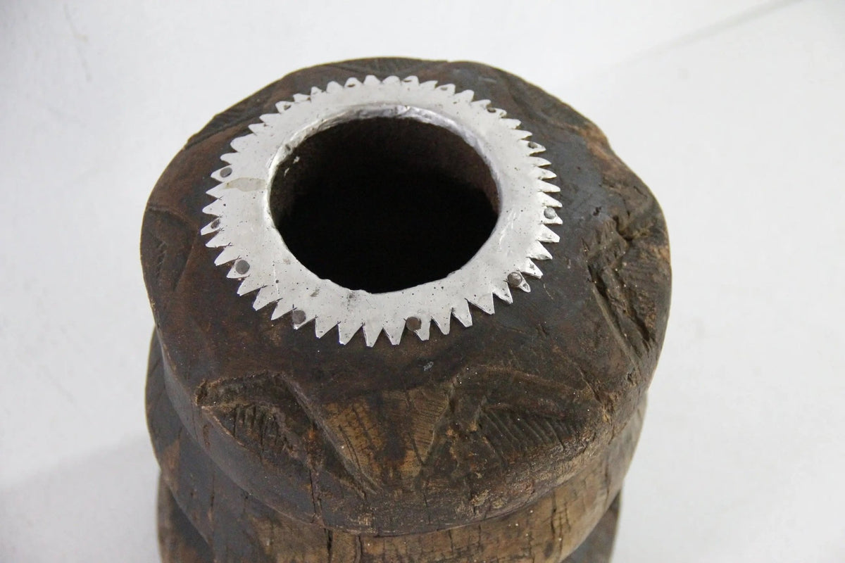 Antique Wood Mortar | Bedouin African Coffee Spice Grinder - Debra Hall Lifestyle