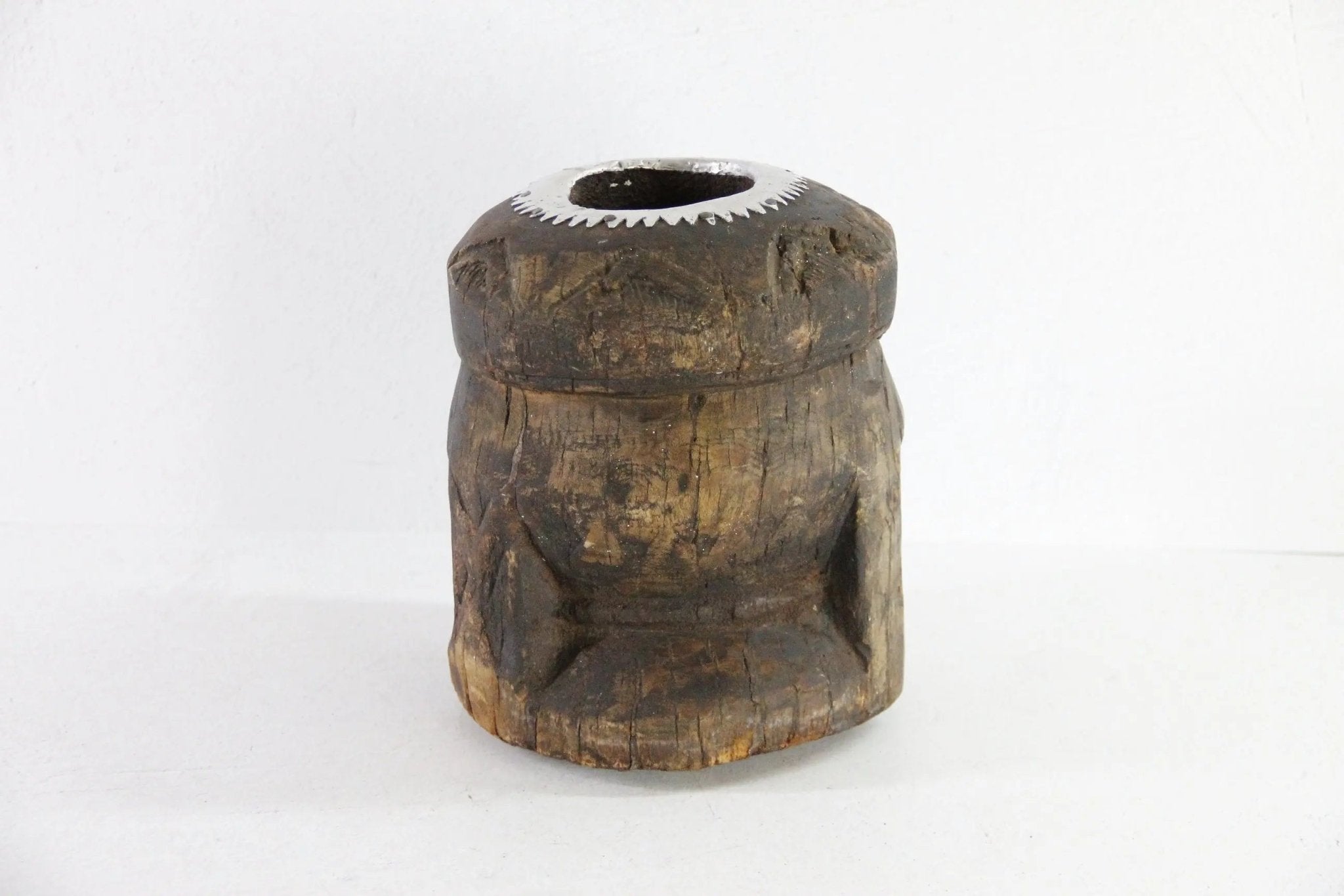 Antique Wood Mortar | Bedouin African Coffee Spice Grinder - Debra Hall Lifestyle