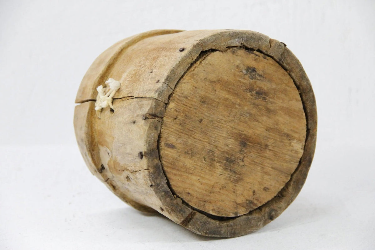 Antique Wood Pot | Hand Carved Wooden Vase - Vessel - Debra Hall Lifestyle