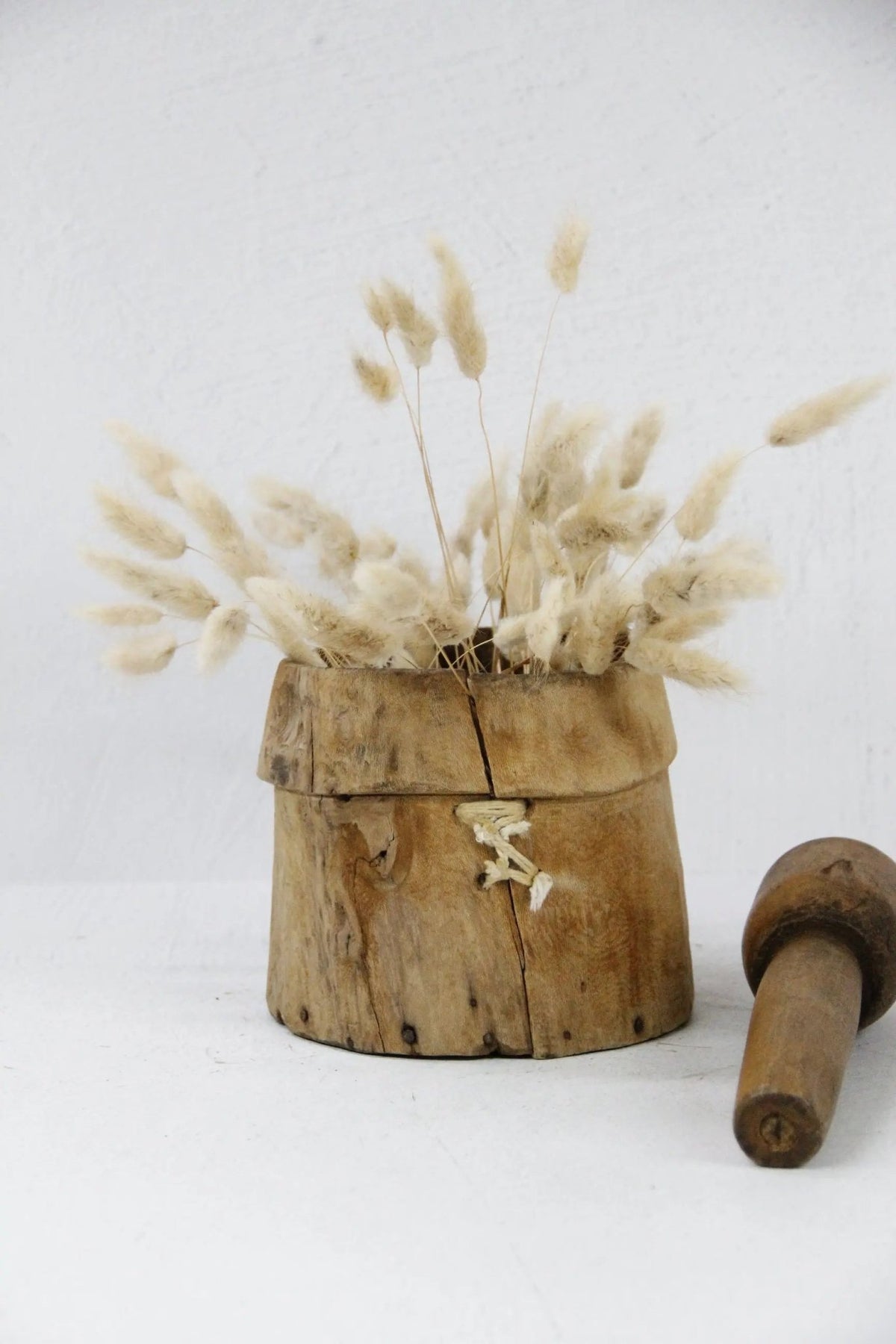 Antique Wood Pot | Hand Carved Wooden Vase - Vessel - Debra Hall Lifestyle