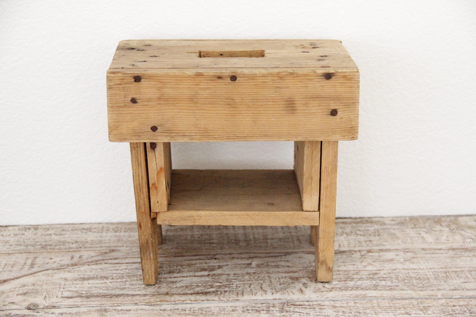 Antique Wood Step Stool top | Hand-Made Primitive furniture