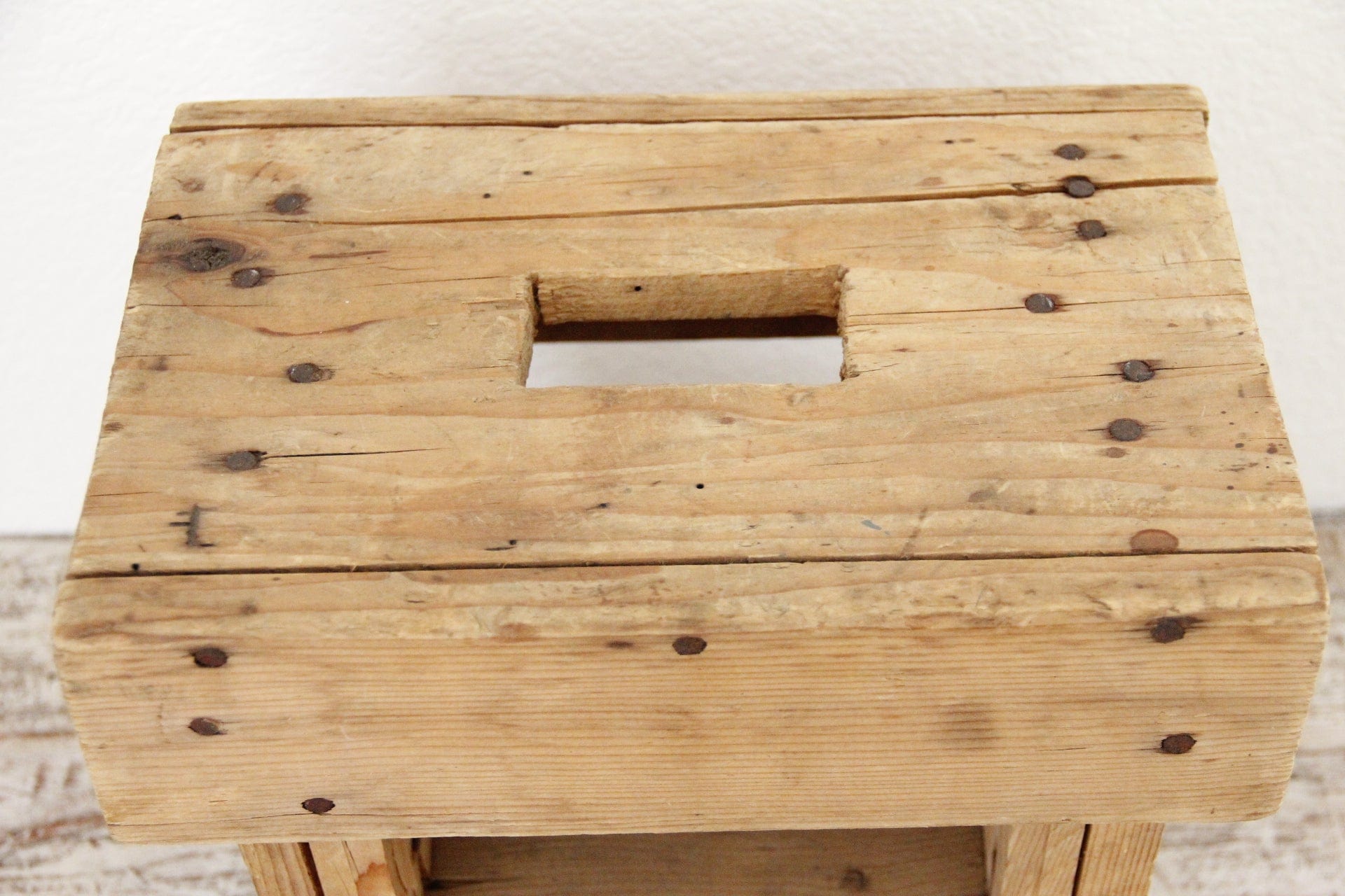 Antique Wood Step Stool handle | Hand-Made Primitive furniture