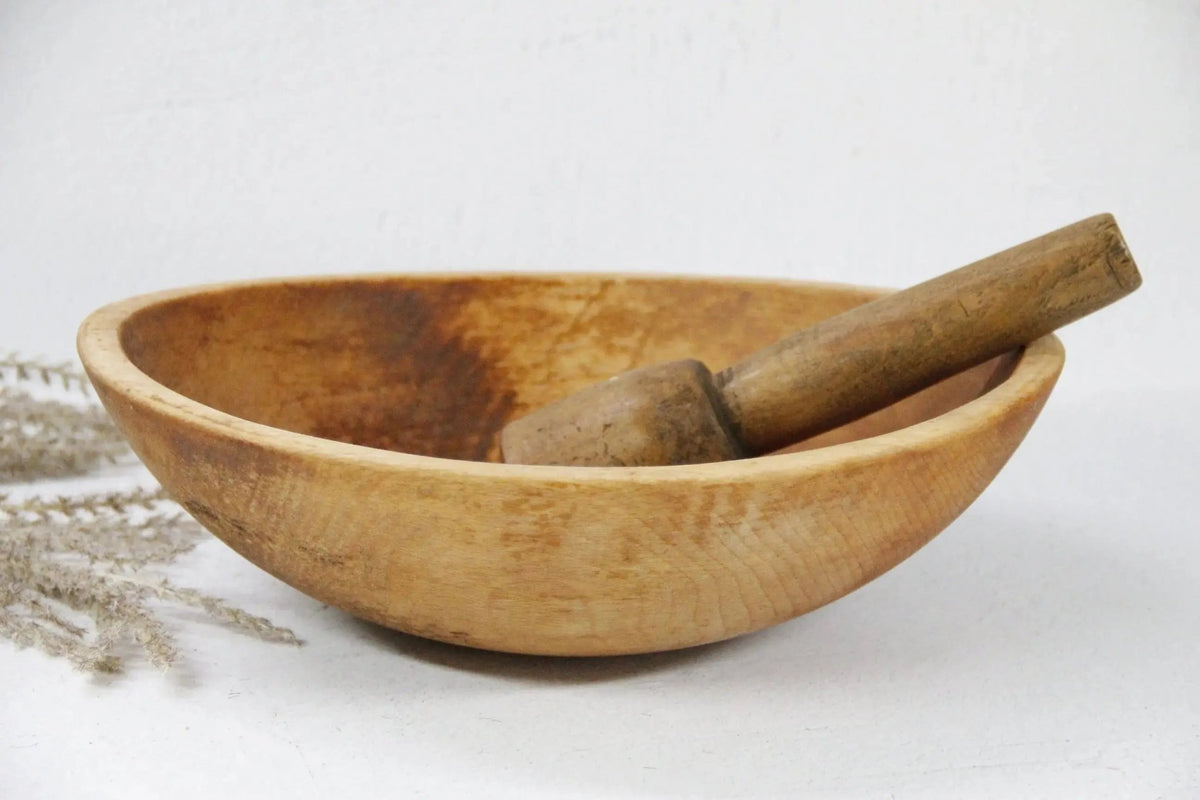 Antique Wooden Bowl | Farmhouse Dough Bowl Americana - Debra Hall Lifestyle