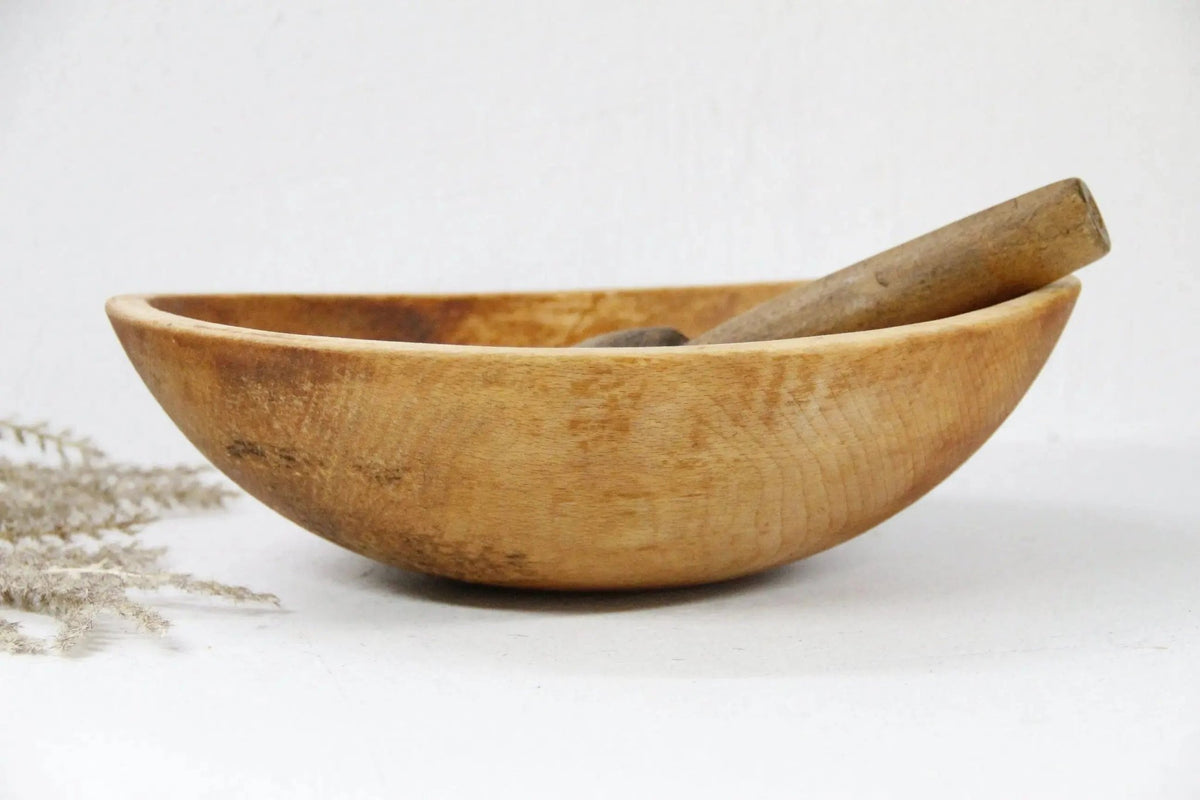 Antique Wooden Bowl | Farmhouse Dough Bowl Americana - Debra Hall Lifestyle