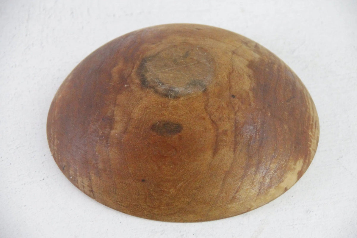 Antique Wooden Bowl Primitive Hand Turned Dough Bowl - Debra Hall Lifestyle
