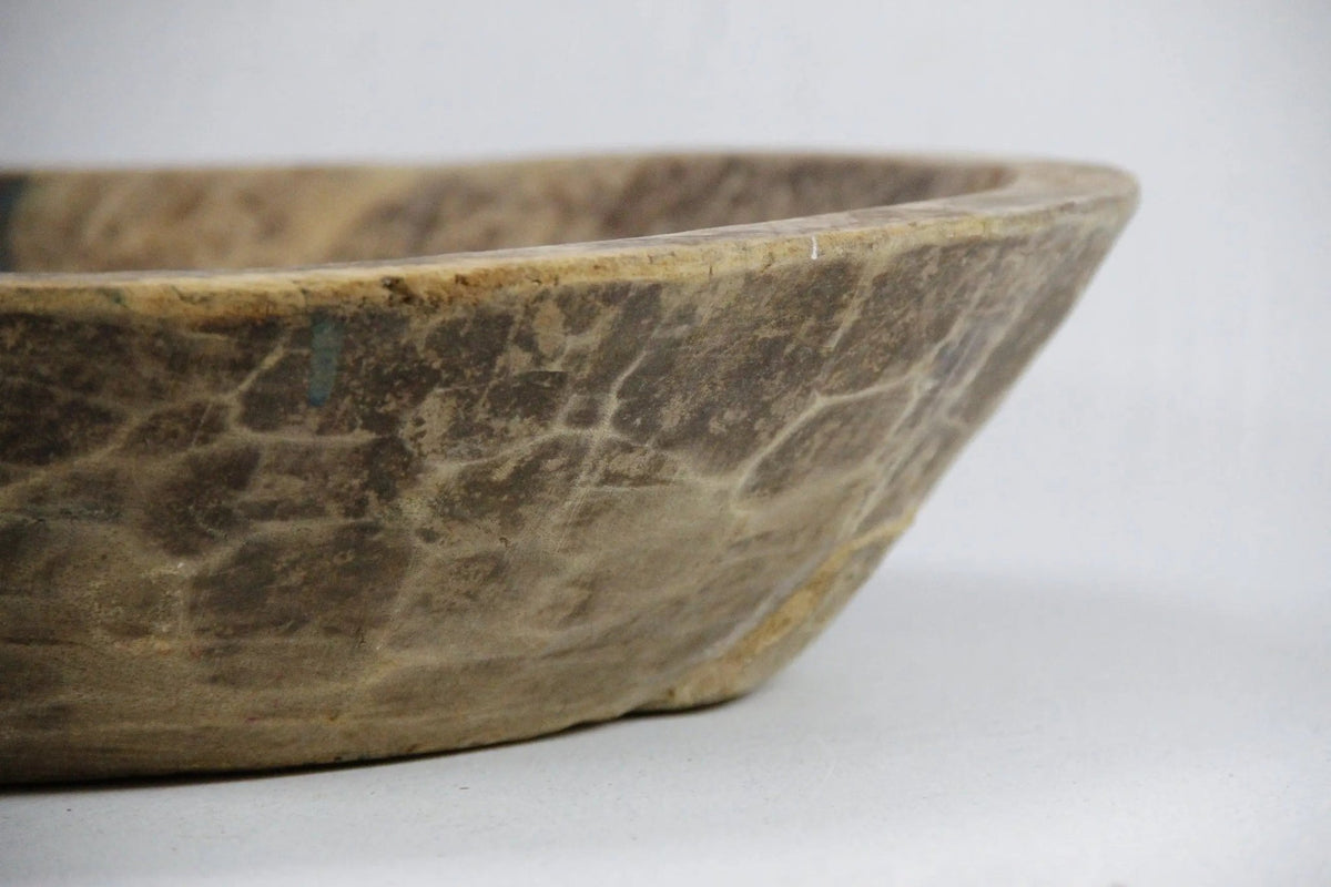 Antique Wooden Bowl | XL Rustic Carved Dough - Debra Hall Lifestyle