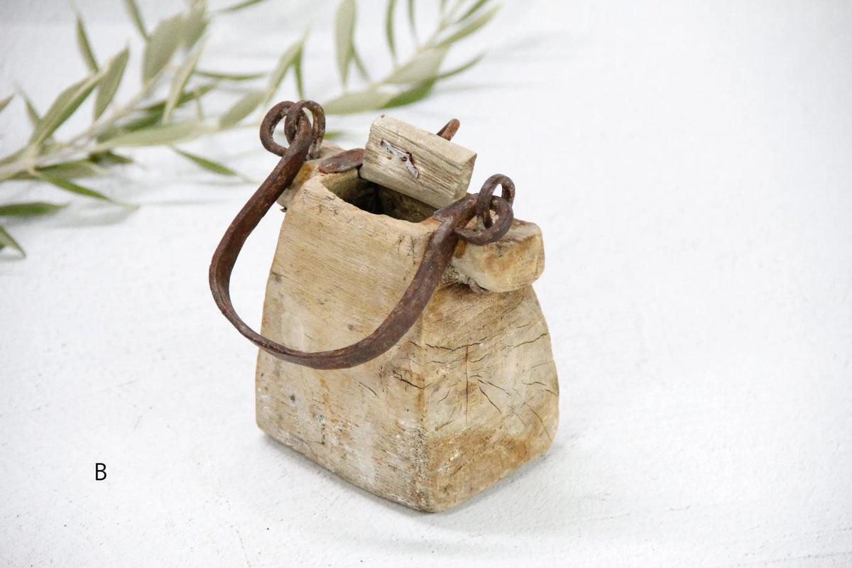 Antique Wooden Box | Hand Carved Beggars Purse With Handle - Debra Hall Lifestyle