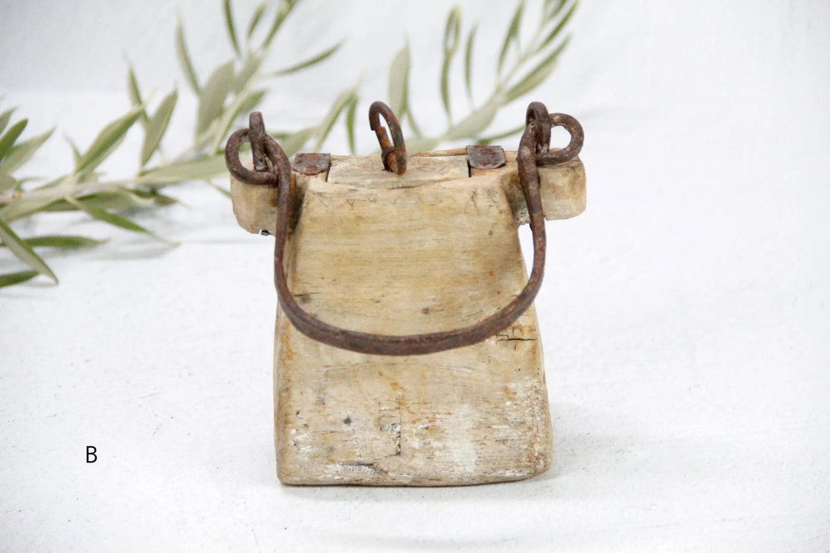 Antique Wooden Box | Hand Carved Beggars Purse With Handle - Debra Hall Lifestyle