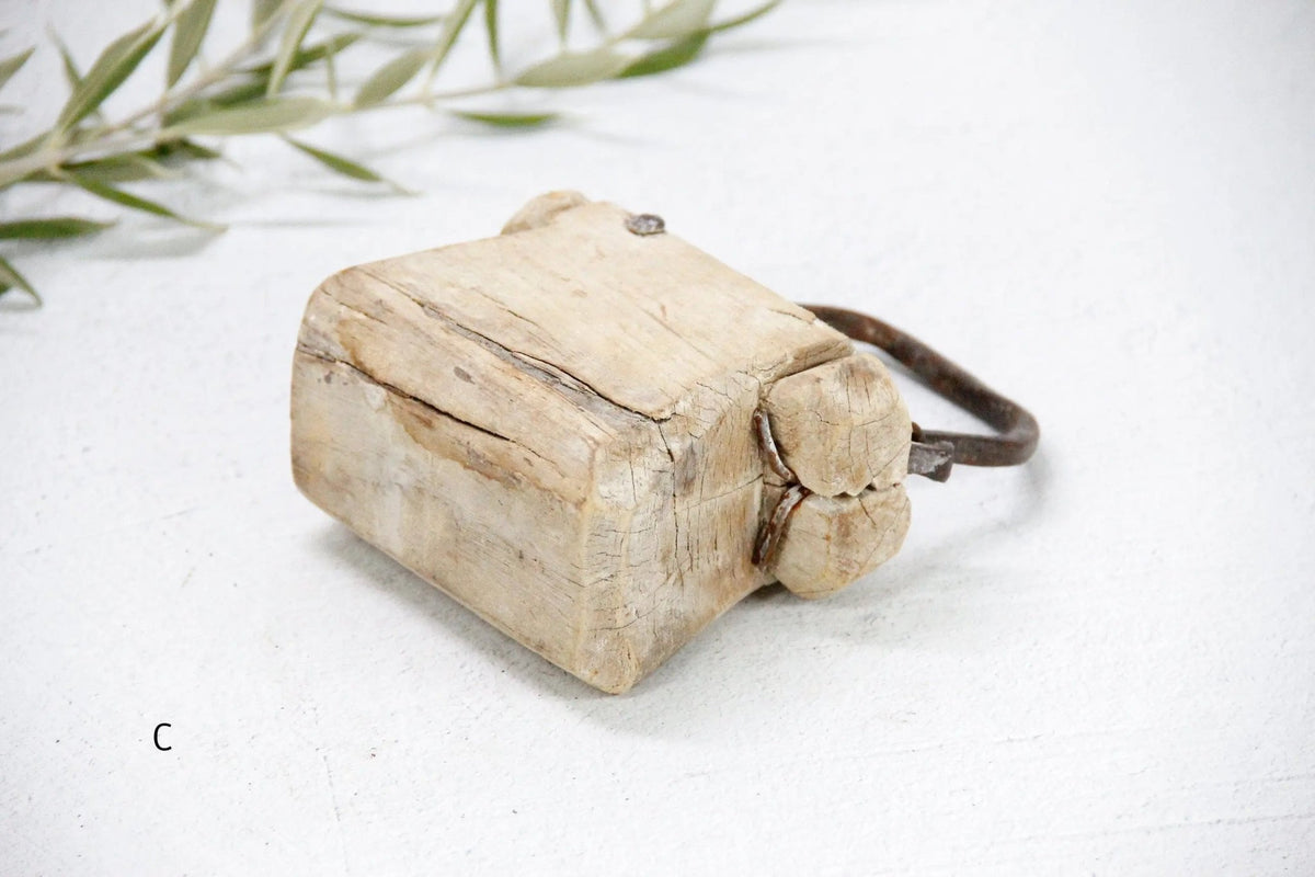 Antique Wooden Box | Hand Carved Beggars Purse With Handle - Debra Hall Lifestyle