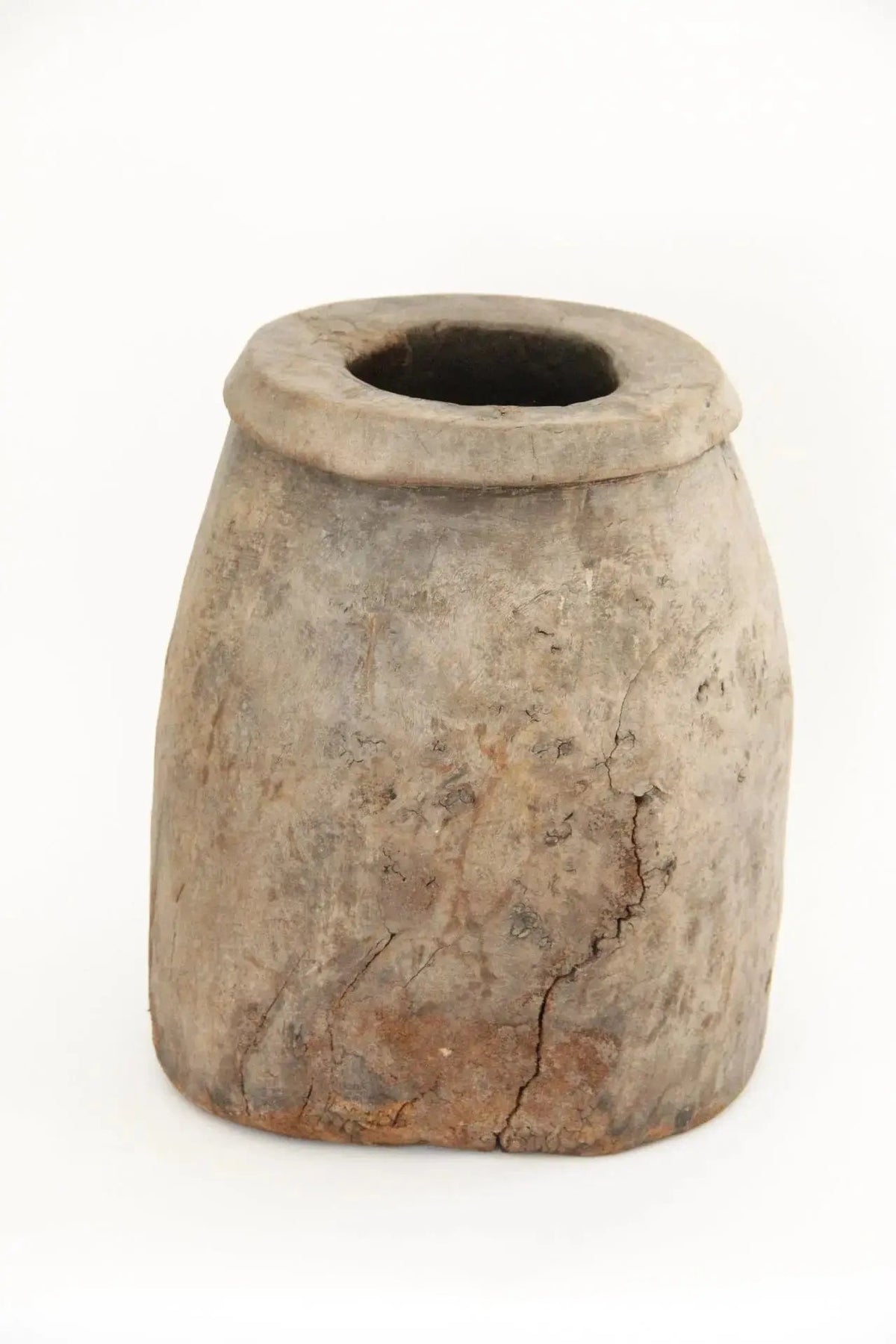 Antique Wooden Butter Churn | Large Carved Pot India - Debra Hall Lifestyle