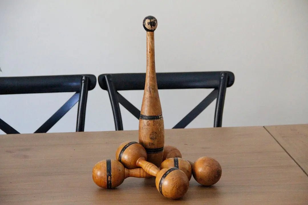 Antique Wooden Dumbbell | Exercise Weight - Debra Hall Lifestyle