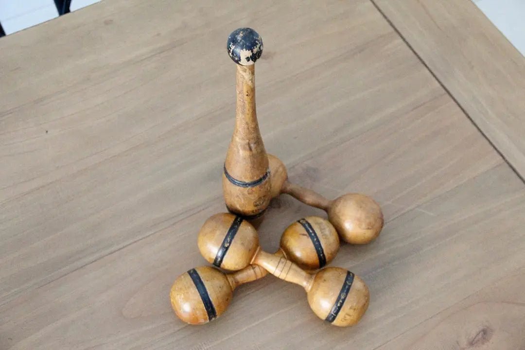 Antique Wooden Dumbbell | Exercise Weight - Debra Hall Lifestyle