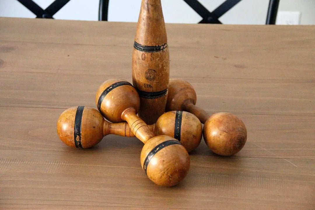 Antique Wooden Dumbbell | Exercise Weight - Debra Hall Lifestyle