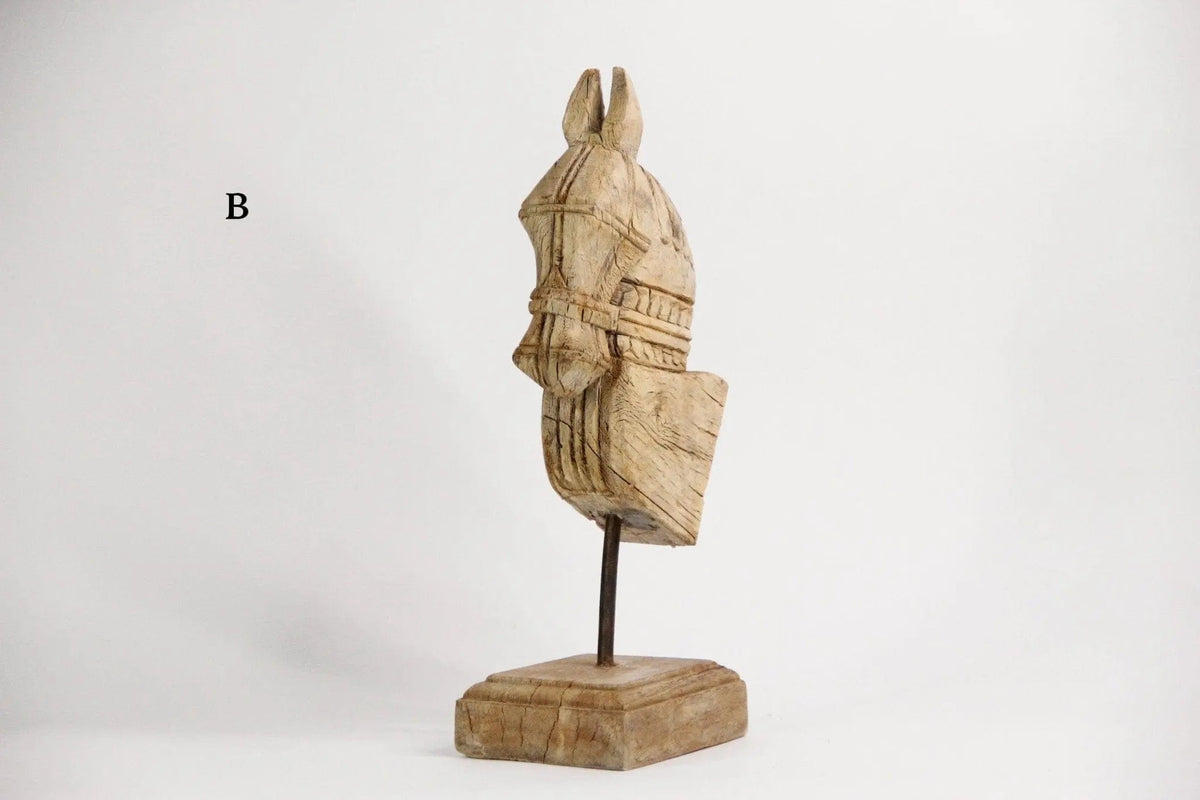 Antique Wooden Horse | Hand Carved Mounted On Stand - Debra Hall Lifestyle