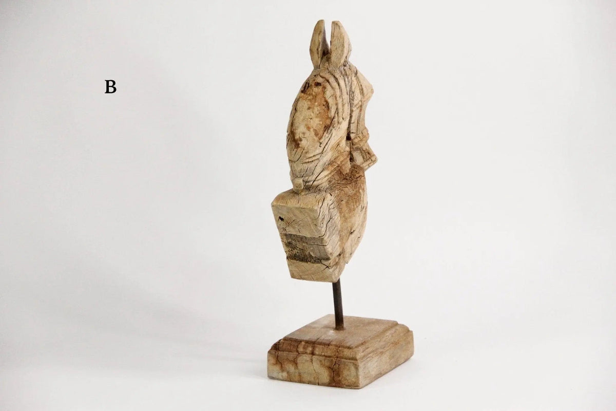 Antique Wooden Horse | Hand Carved Mounted On Stand - Debra Hall Lifestyle