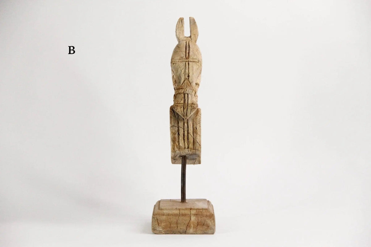 Antique Wooden Horse | Hand Carved Mounted On Stand - Debra Hall Lifestyle