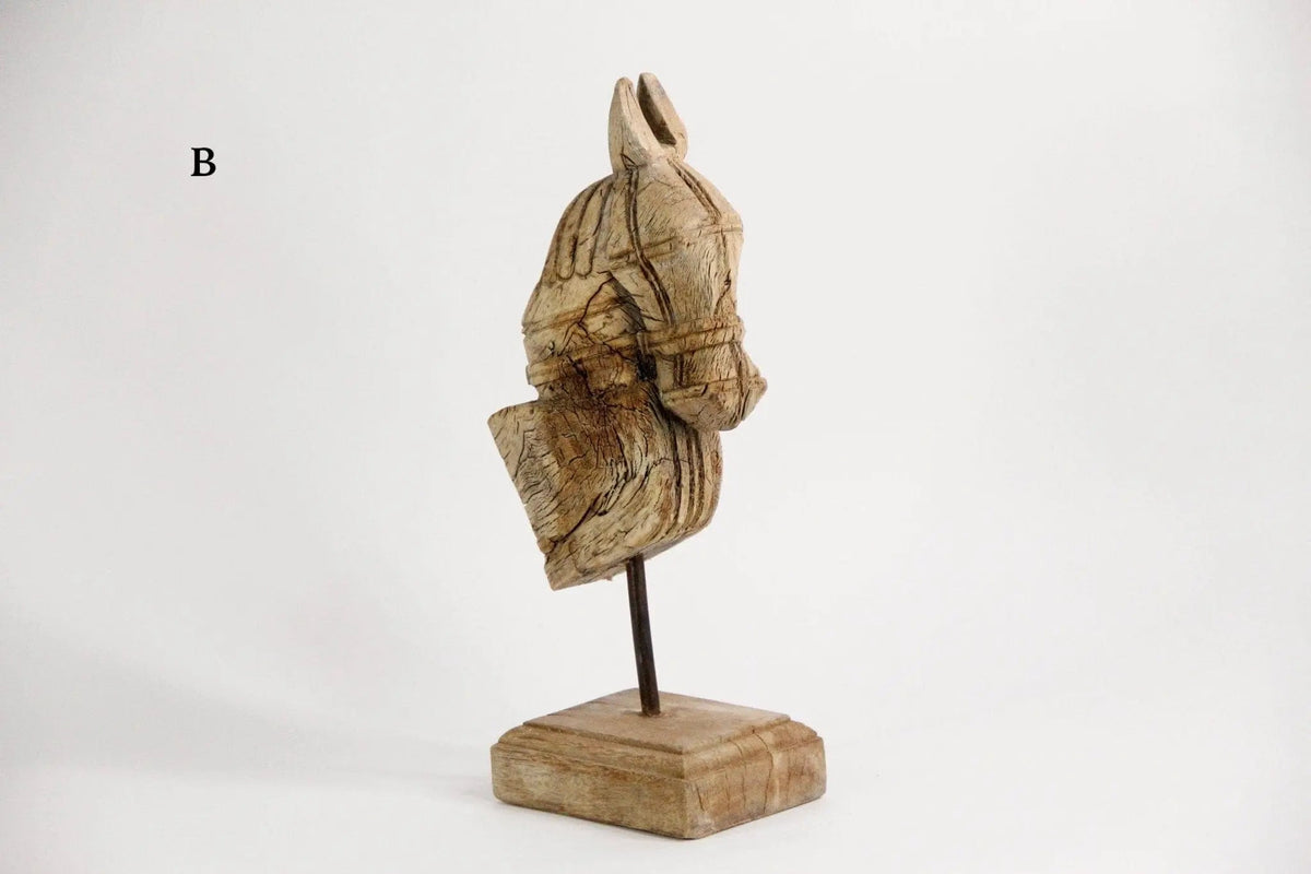 Antique Wooden Horse | Hand Carved Mounted On Stand - Debra Hall Lifestyle