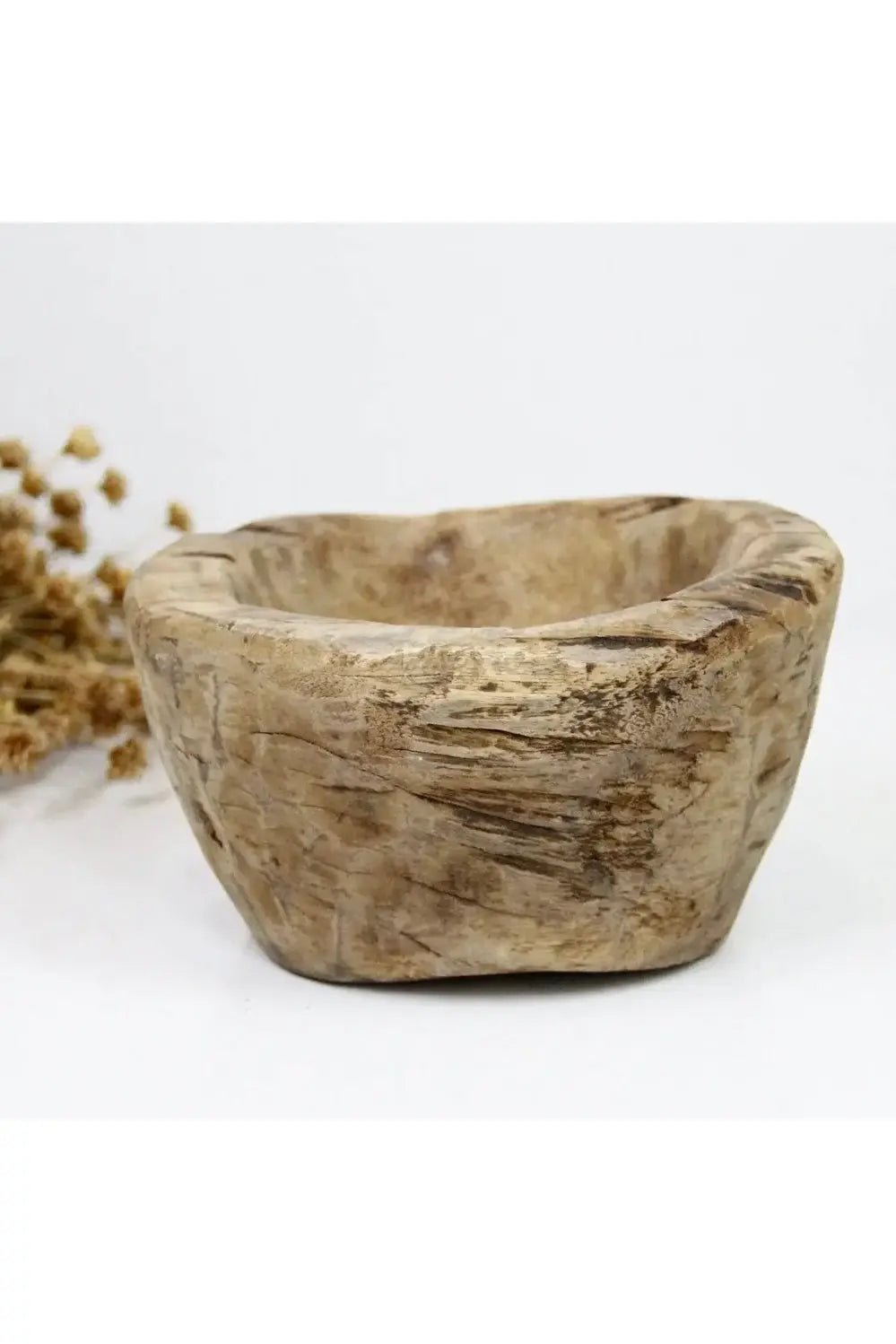 Antique Wooden Mortar | Hand Carved Grinding Bowl - Debra Hall Lifestyle