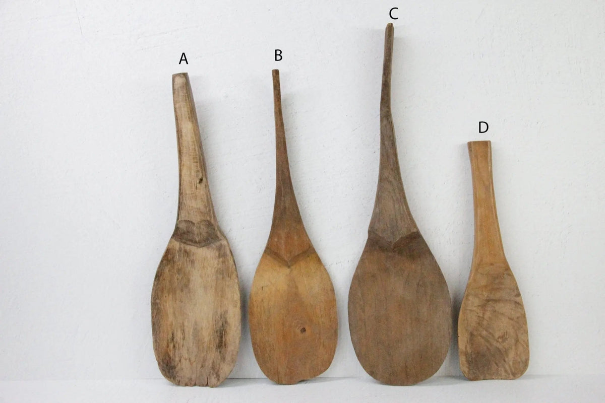 Antique Wooden Paddle | Sumatra Hand Carved Rice Utensil - Debra Hall Lifestyle