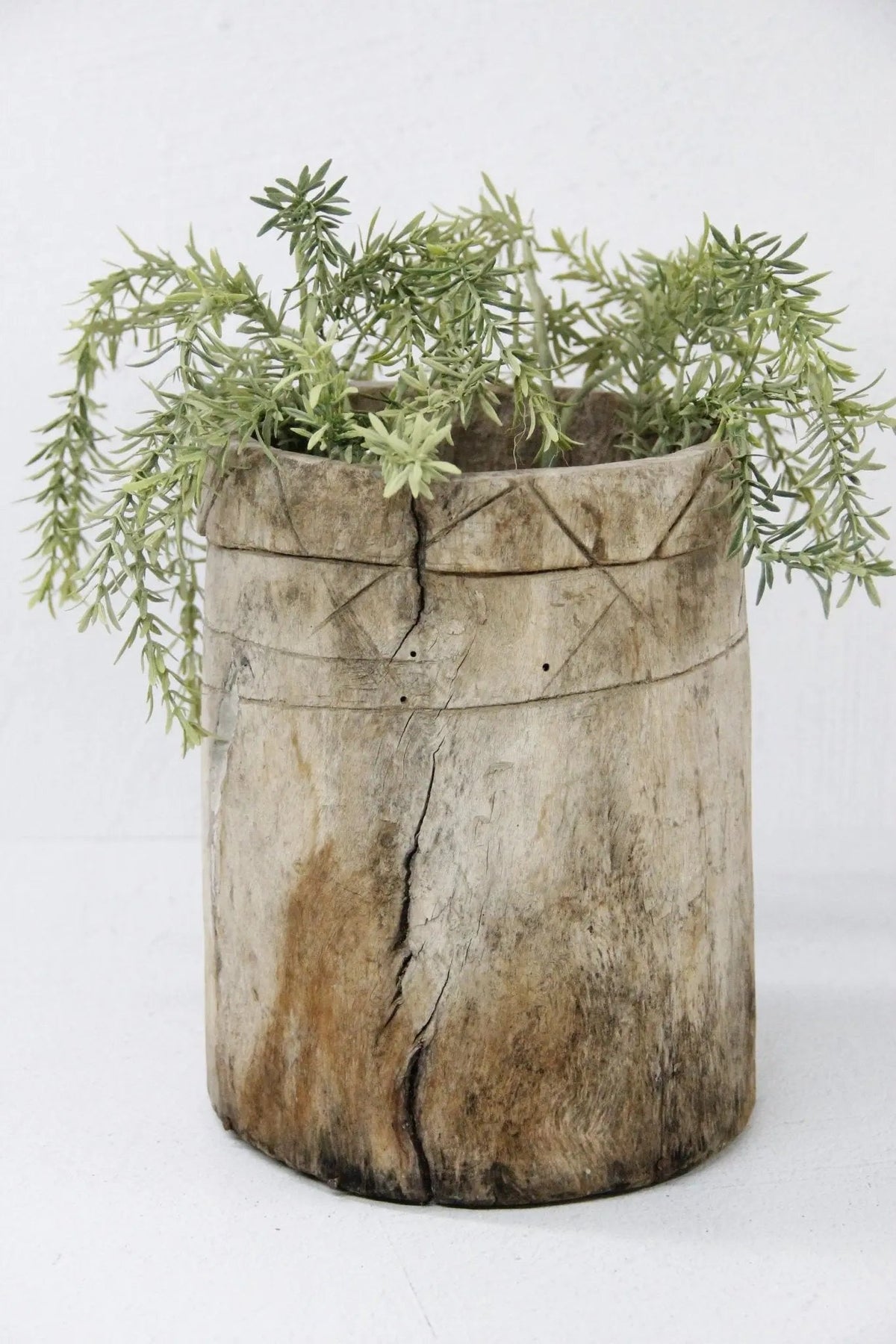 Antique Wooden Pot | Hand Carved Grain Storage Vessel - Debra Hall Lifestyle
