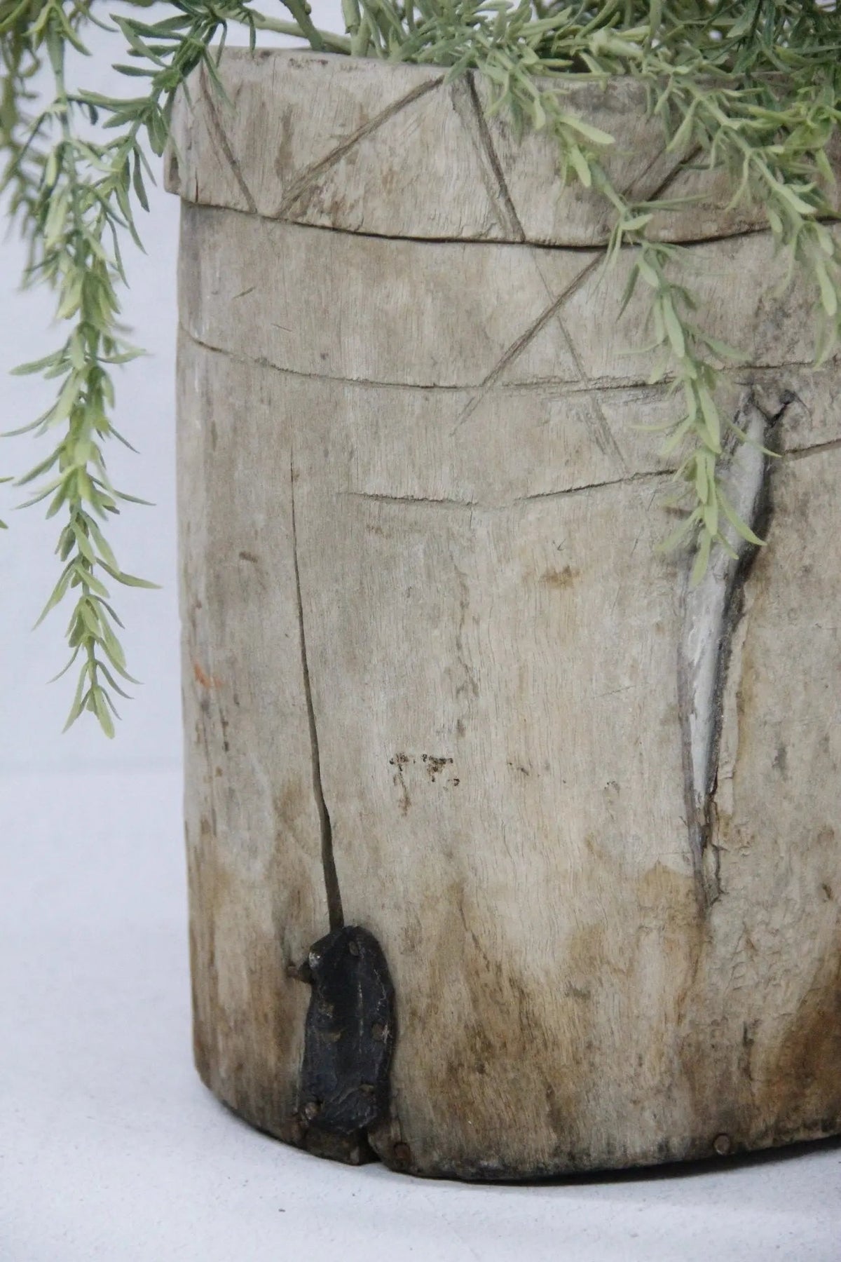 Antique Wooden Pot | Hand Carved Grain Storage Vessel - Debra Hall Lifestyle
