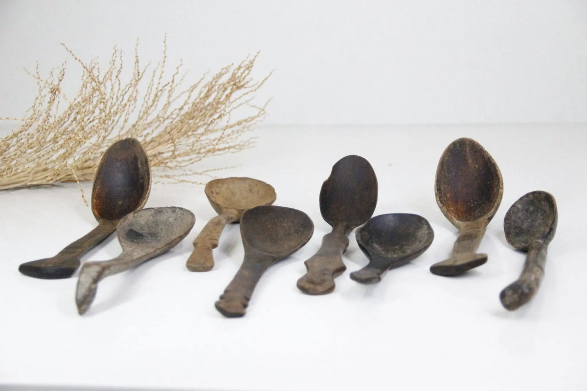 Antique Wooden Spoon | African Hand-Carved Milk Spoon - Debra Hall Lifestyle