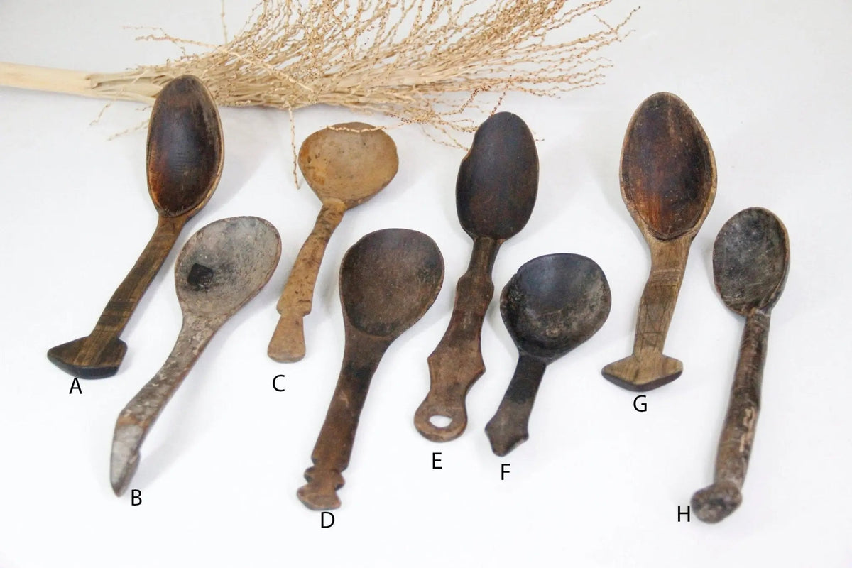 Antique Wooden Spoon | African Hand-Carved Milk Spoon - Debra Hall Lifestyle