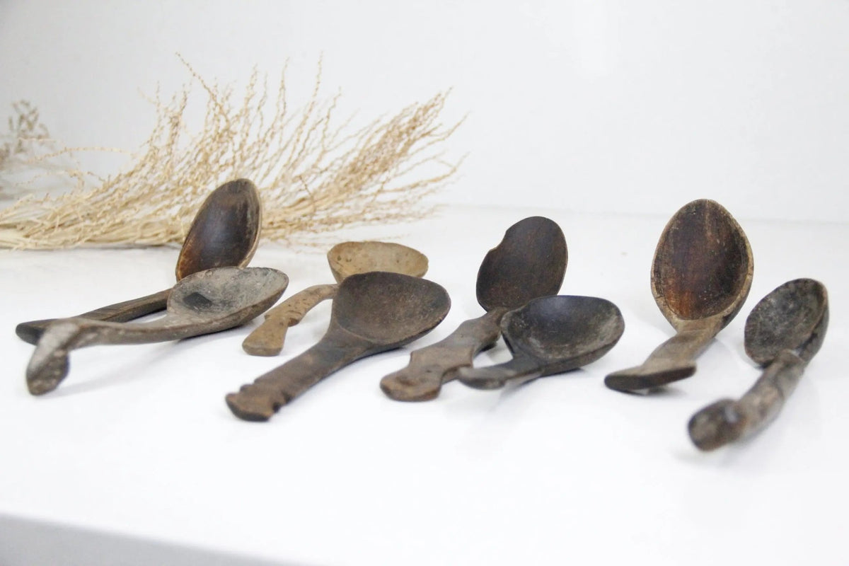 Antique Wooden Spoon | African Hand-Carved Milk Spoon - Debra Hall Lifestyle