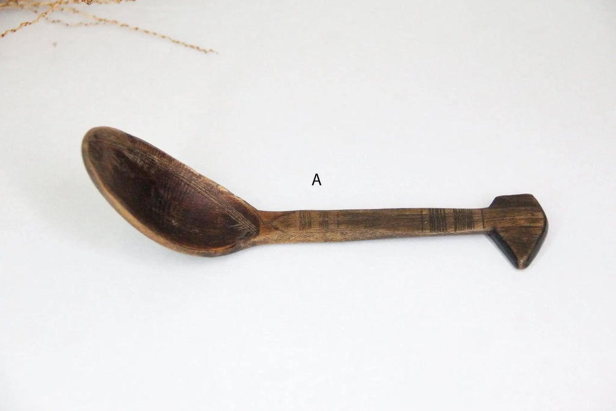 Antique Wooden Spoon | African Hand-Carved Milk Spoon - Debra Hall Lifestyle