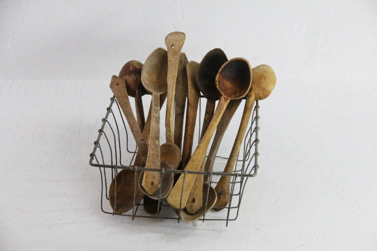 Antique Wooden Spoon European | Medium Rustic Hand Carved - Debra Hall Lifestyle